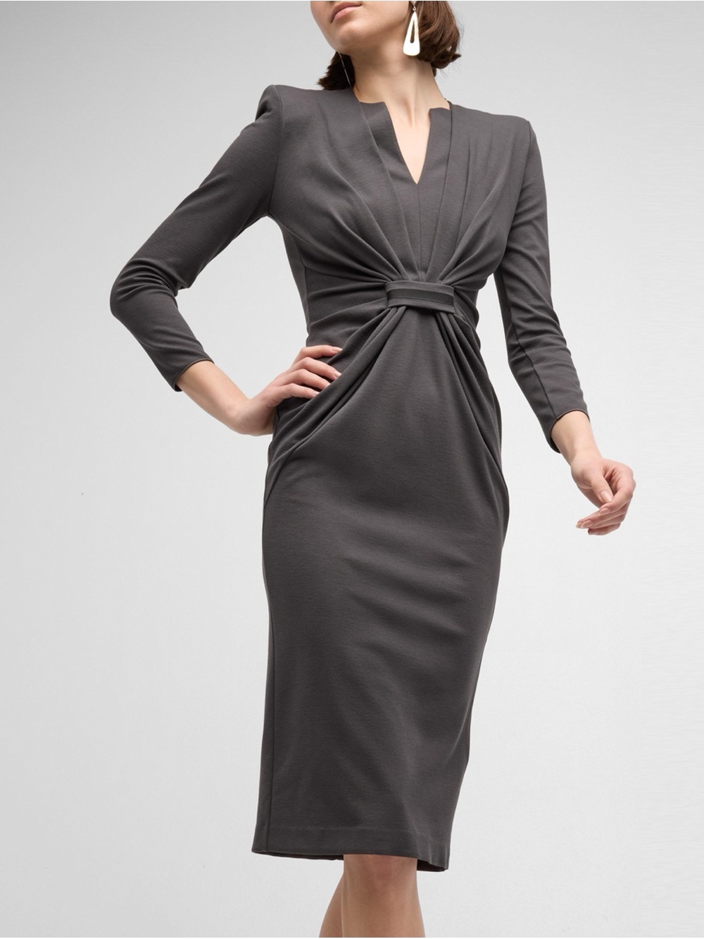 GIORGIO ARMANI
Tab-Front Gathered Jersey Sheath Dress